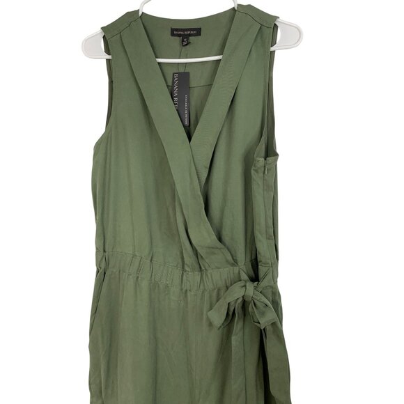 Banana Republic Green Tencel Sleeveless Wrap Jumpsuit Size 12 RO10236 NWT $149 - Picture 4 of 14